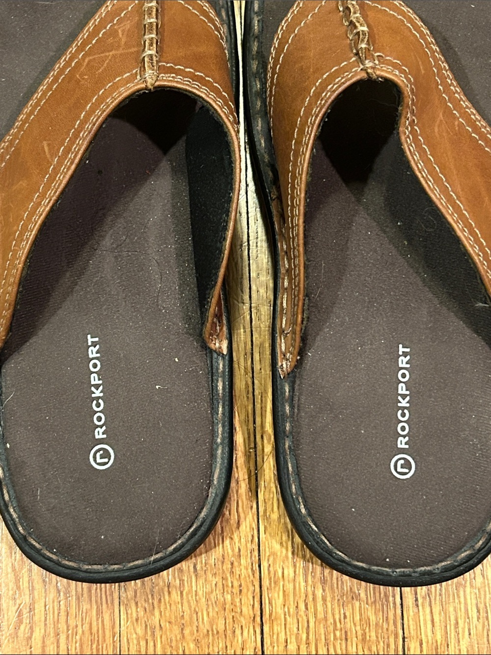 Rockport Brown and Black Men’s Leather Flip-Flops - Size 11 - Picture 3 of 11